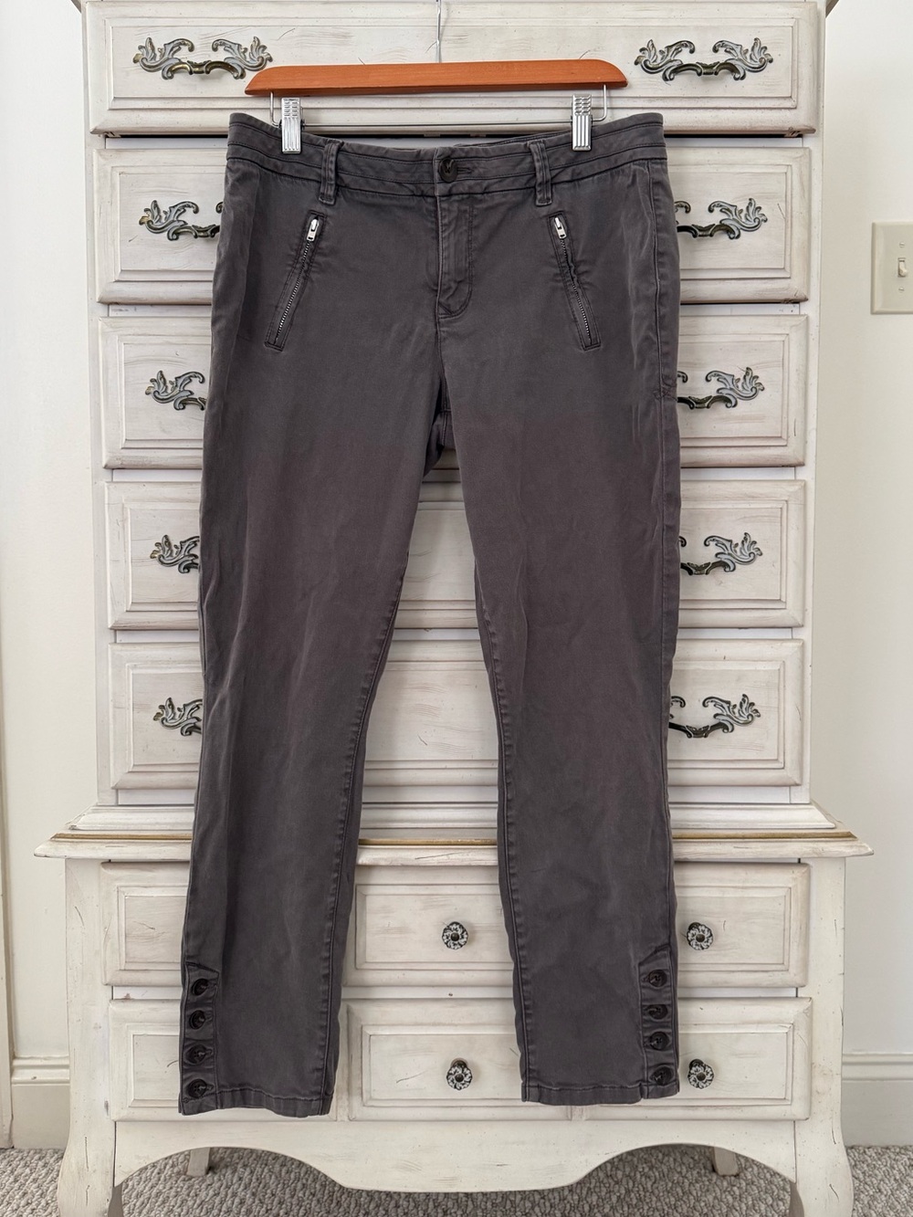 Anthropologie Level 99 Grey Button Leg Pants